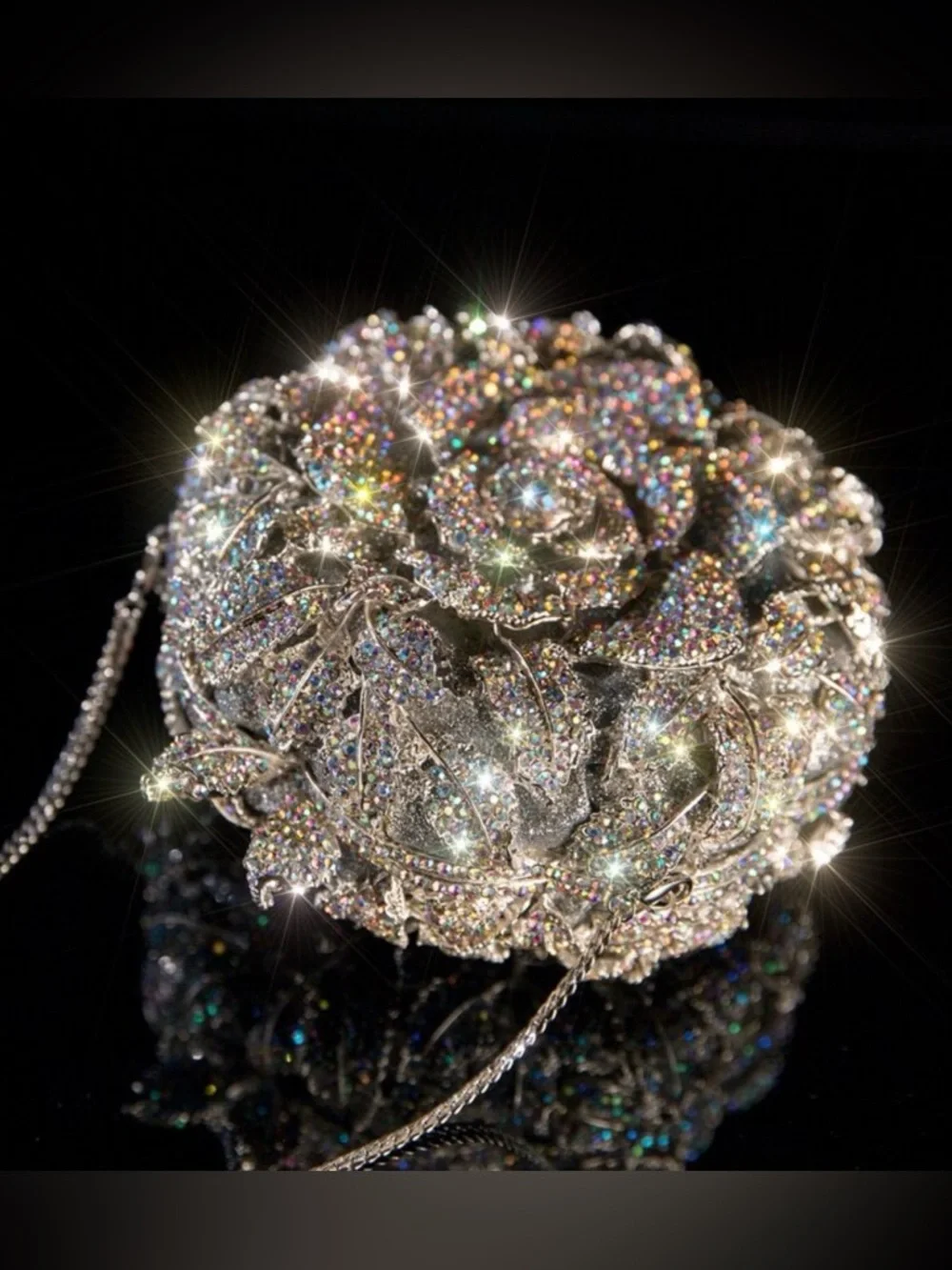 Rose Evening Clutch - Silver